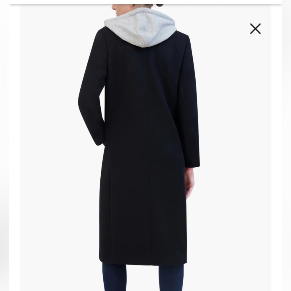 Rebecca Minkoff Double Breasted Longline Coat with Jersey Hooded Bib size S - Picture 2 of 2